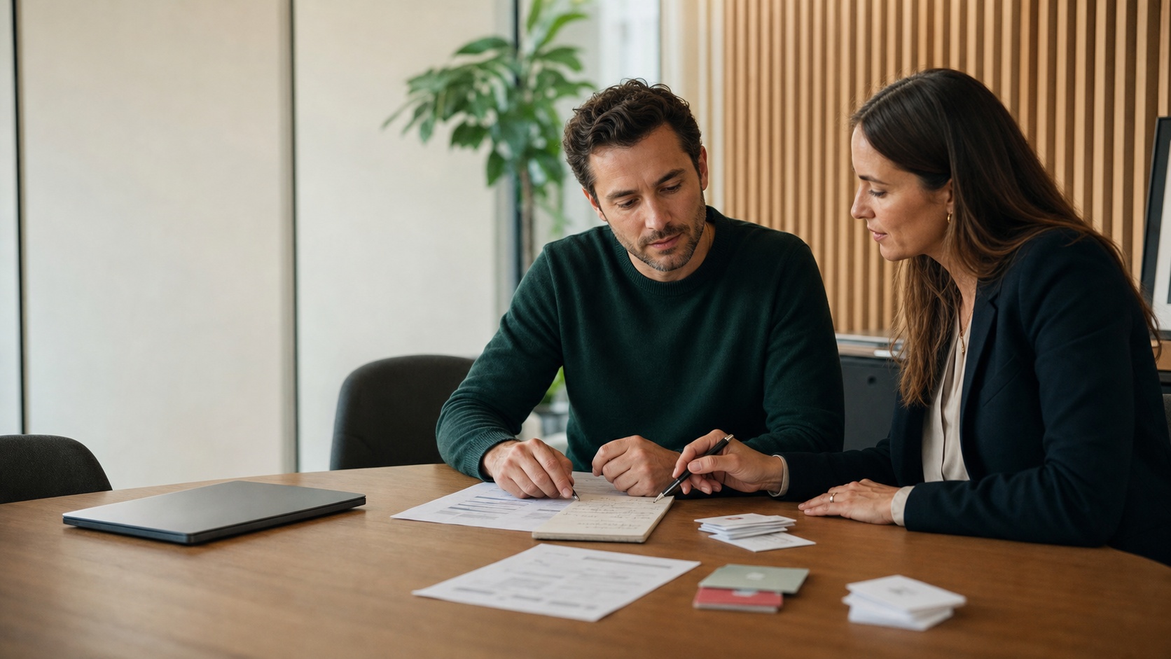 Responsables d’entreprise analysant des dépenses et abonnements SaaS afin d’optimiser les coûts dans une salle de réunion moderne.